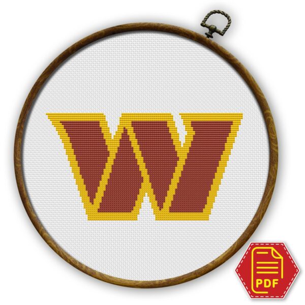 Washington Commanders Logo Counted Cross Stitch Pattern - Download in PDF