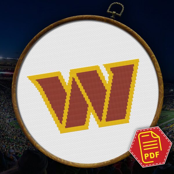 Washington Commanders Logo Counted Cross Stitch Pattern - Download in PDF