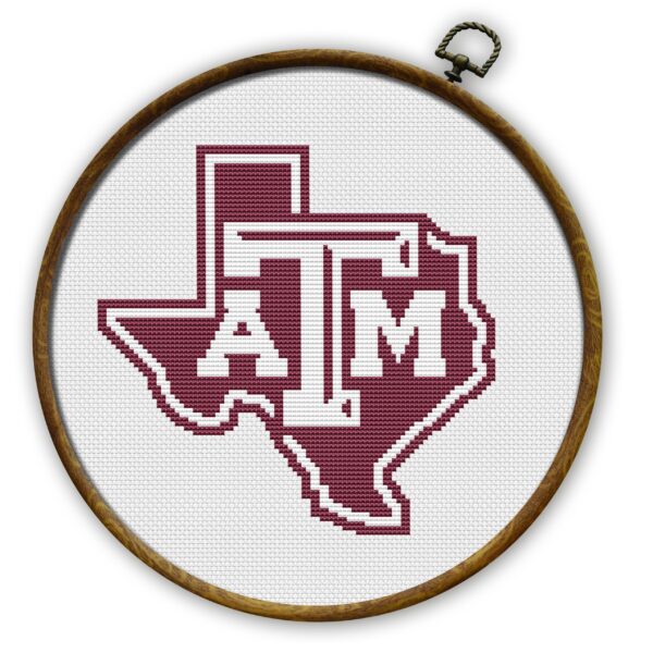 Texas A&M Aggies Logo Counted Cross Stitch Pattern - Download in PDF
