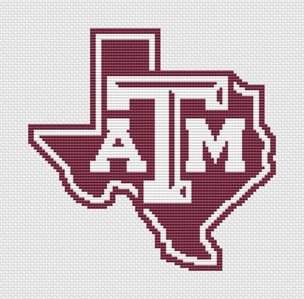 Texas A&M Aggies Logo Counted Cross Stitch Pattern - Download in PDF