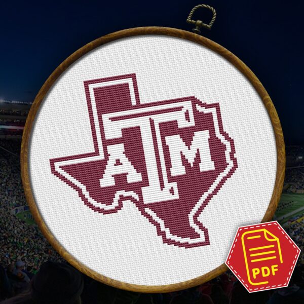 Texas A&M University Athletics cross stitch logo