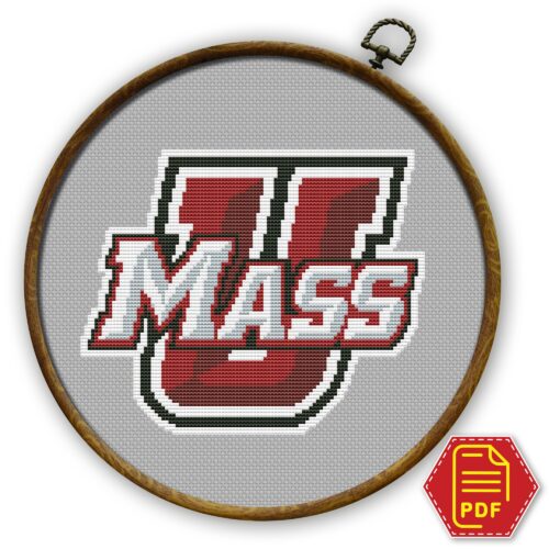 UMass Minutemen Logo Counted Cross Stitch Pattern - Download in PDF
