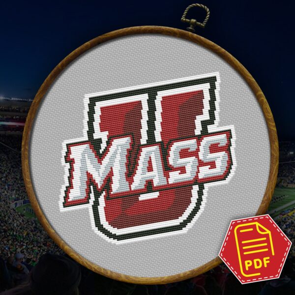 UMass Minutemen Logo Counted Cross Stitch Pattern - Download in PDF