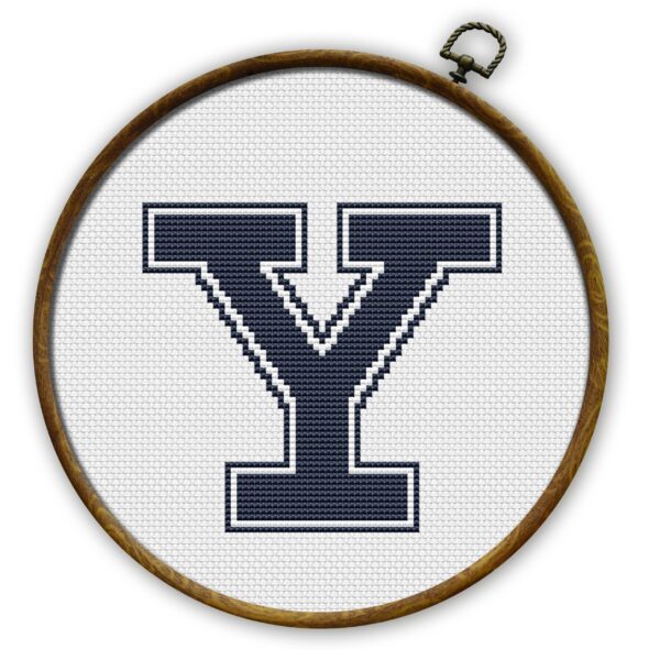 Yale Bulldogs Logo Counted Cross Stitch Pattern - Download in PDF