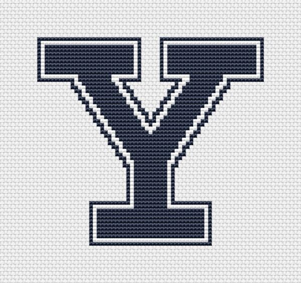 Yale Bulldogs Logo Counted Cross Stitch Pattern - Download in PDF
