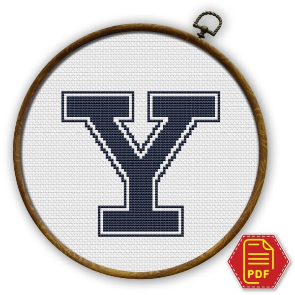 Yale Bulldogs Logo Counted Cross Stitch Pattern - Download in PDF
