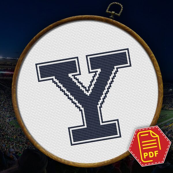 Yale Bulldogs Logo Counted Cross Stitch Pattern - Download in PDF