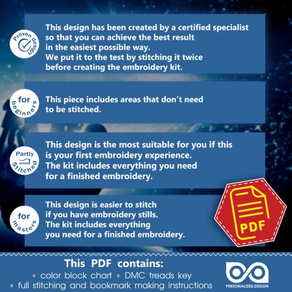 Bookmark cross stitch pattern "The Hitchhiker's Guide to the Galaxy: Oh No, Not Again" - Download in PDF