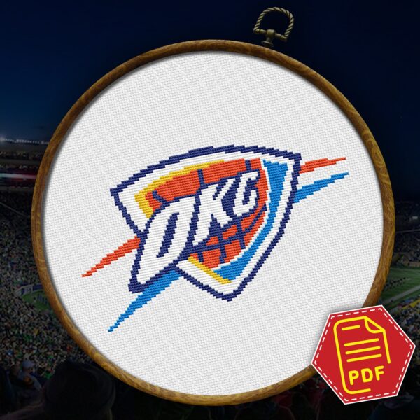 Oklahoma City Thunder Logo Counted Cross Stitch Pattern – Download in PDF