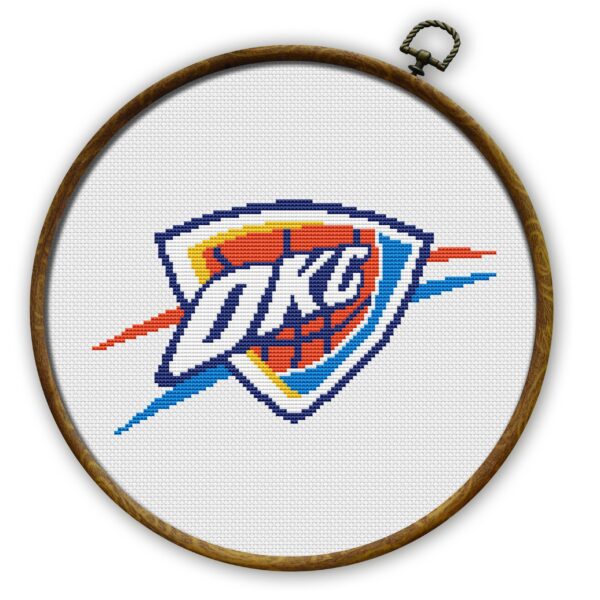 Oklahoma City Thunder Logo Counted Cross Stitch Pattern – Download in PDF