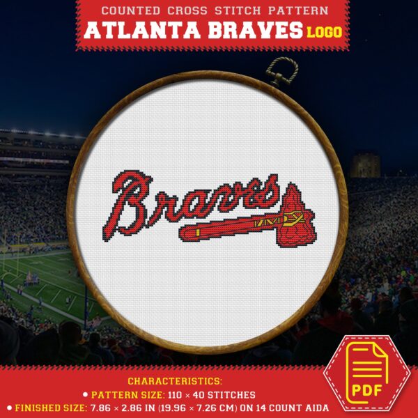 Atlanta Braves Logo Counted Cross Stitch Pattern – Download in PDF