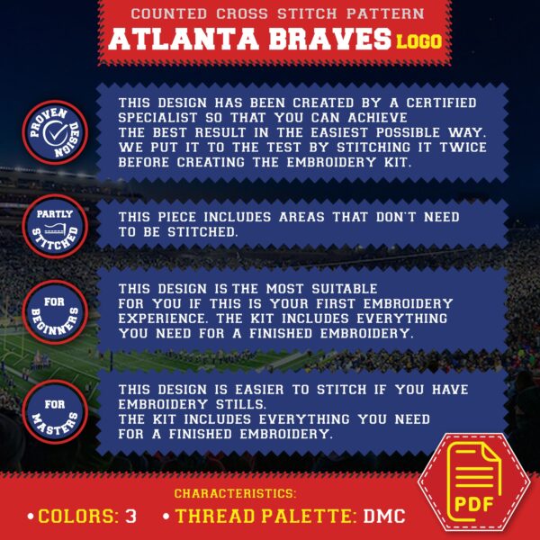Atlanta Braves Logo Counted Cross Stitch Pattern – Download in PDF