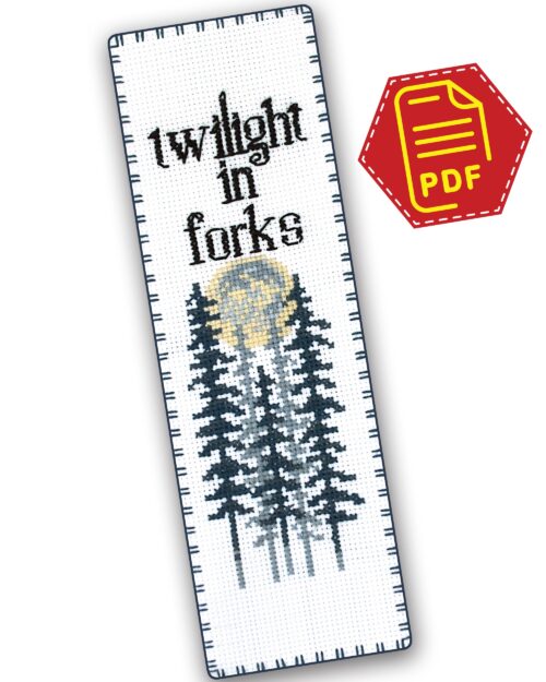 Bookmark cross stitch pattern Twilight in Forks - Download in PDF