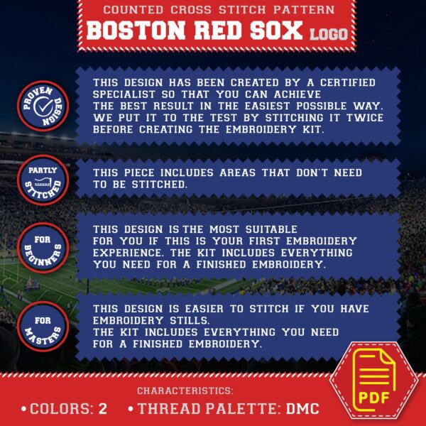 Boston Red Sox Logo Counted Cross Stitch Pattern – Download in PDF