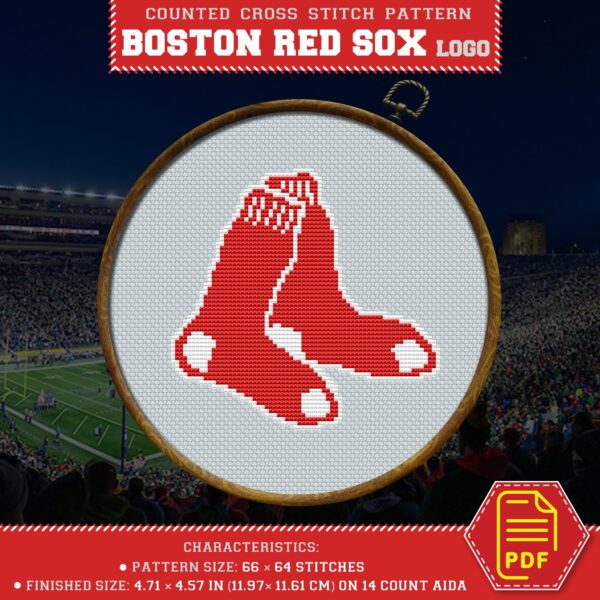 Boston Red Sox Emblem Counted Cross Stitch Pattern - PDF-File
