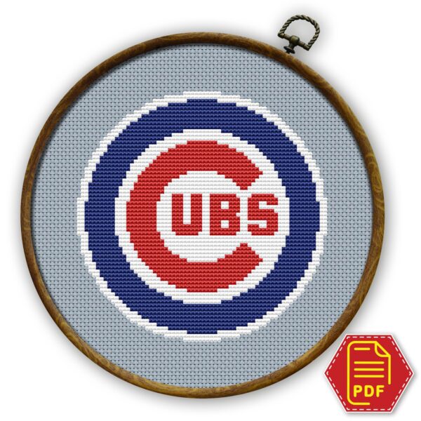 Chicago Cubs Logo Counted Cross Stitch Pattern