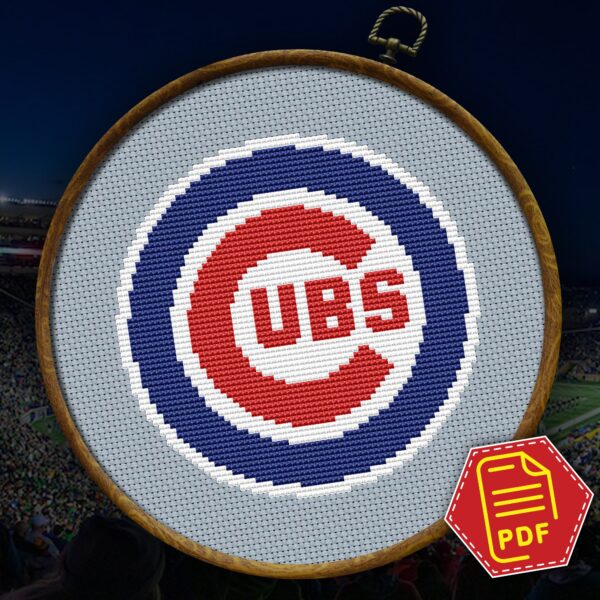 Chicago Cubs Logo Counted Cross Stitch Pattern – Download in PDF