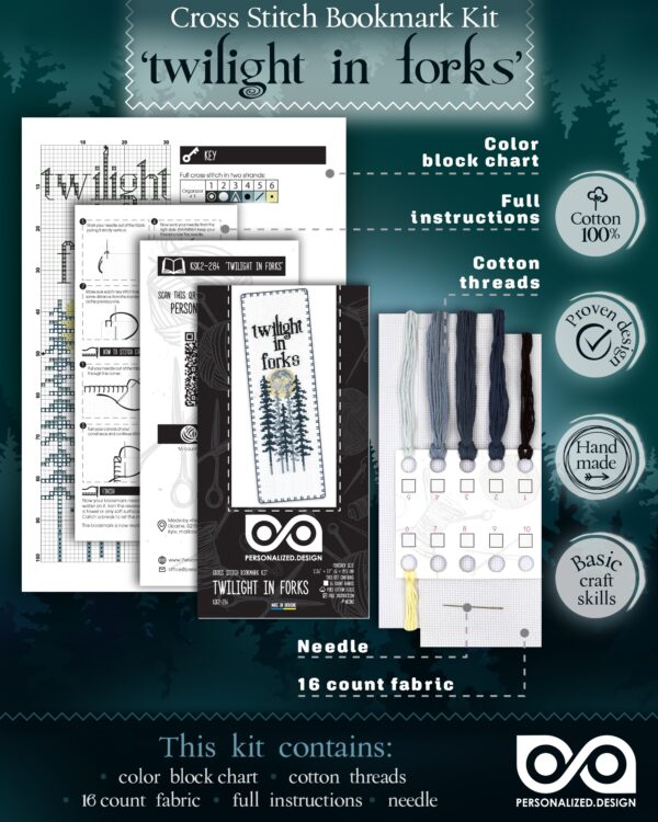 Counted Cross Stitch Bookmark Kit "Twilight in Forks"