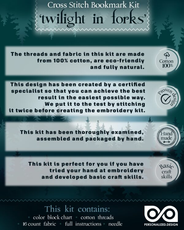 Counted Cross Stitch Bookmark Kit "Twilight in Forks"