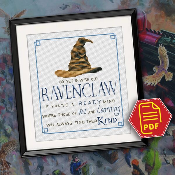 Counted cross stitch pattern “Sorting Hat Faculties: You might belong in Ravenclaw” – Download in PDF