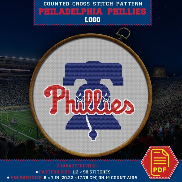 Philadelphia Phillies Logo Counted Cross Stitch Pattern – Download in PDF