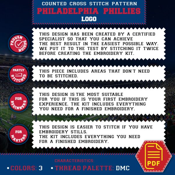 Philadelphia Phillies Logo Counted Cross Stitch Pattern – Download in PDF