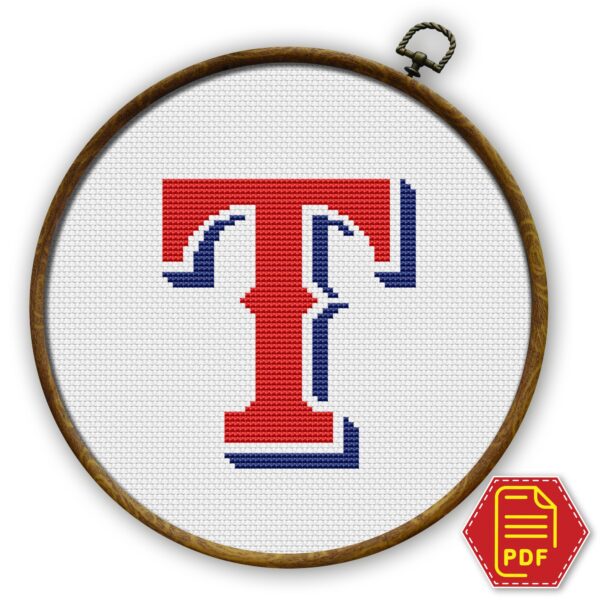 Texas Rangers Logo Counted Cross Stitch Pattern