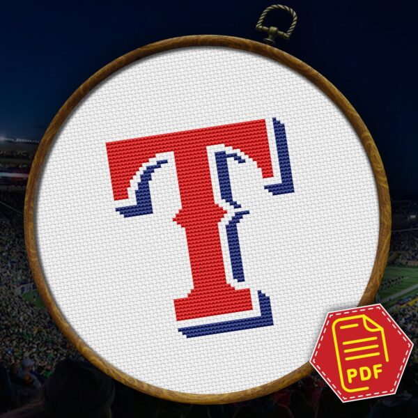 Texas Rangers Logo Free Cross Stitch Pattern – Download in PDF