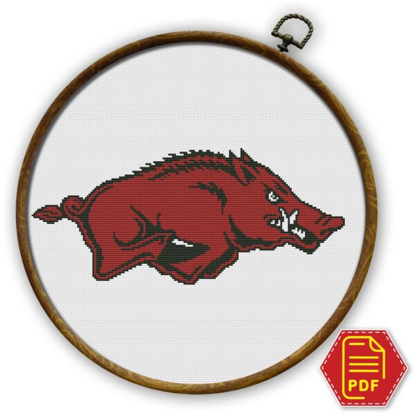 Arkansas Razorbacks Logo Counted Cross Stitch Pattern Download in PDF