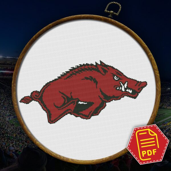 Arkansas Razorbacks Logo Counted Cross Stitch Pattern - Download in PDF