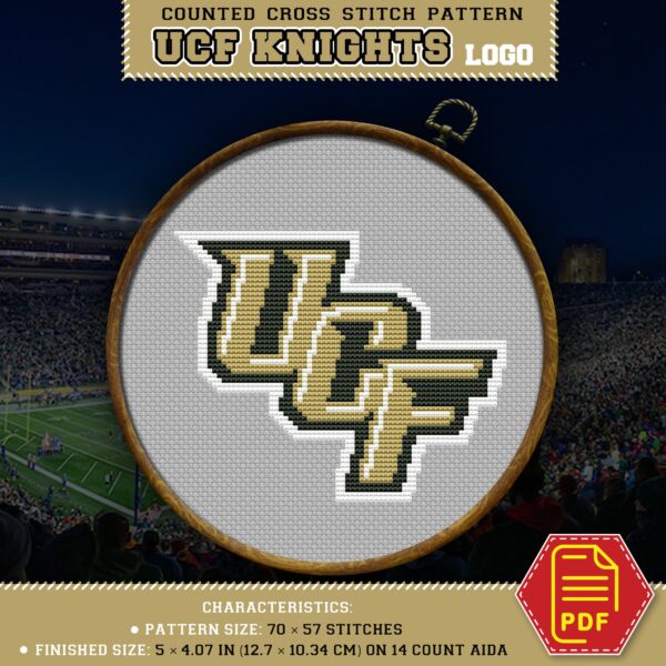 UCF Knights Logo Counted Cross Stitch Pattern - Download in PDF
