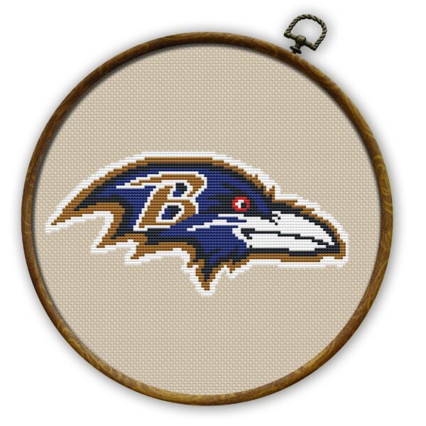 Baltimore Ravens Logo Counted Cross Stitch Pattern - Download in PDF