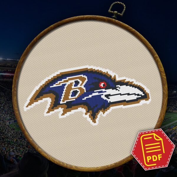 Baltimore Ravens Logo Counted Cross Stitch Pattern - Download in PDF