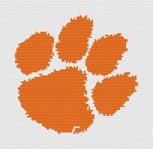 Clemson Tigers Logo Counted Cross Stitch Pattern - Download in PDF