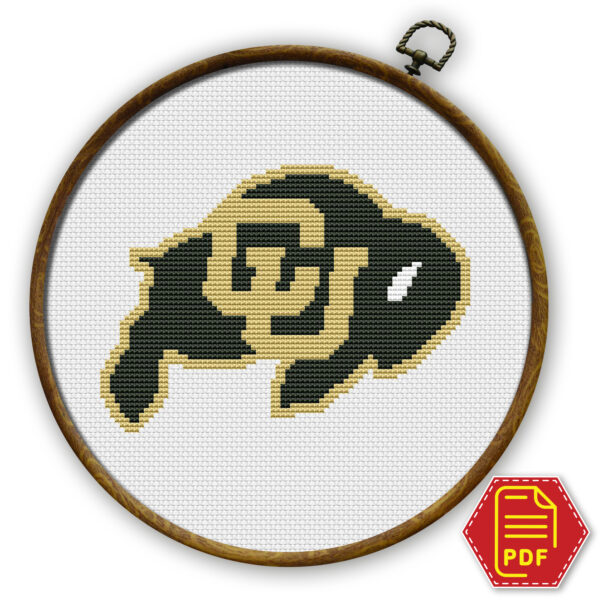 Colorado Buffaloes Logo Counted Cross Stitch Pattern - Download in PDF
