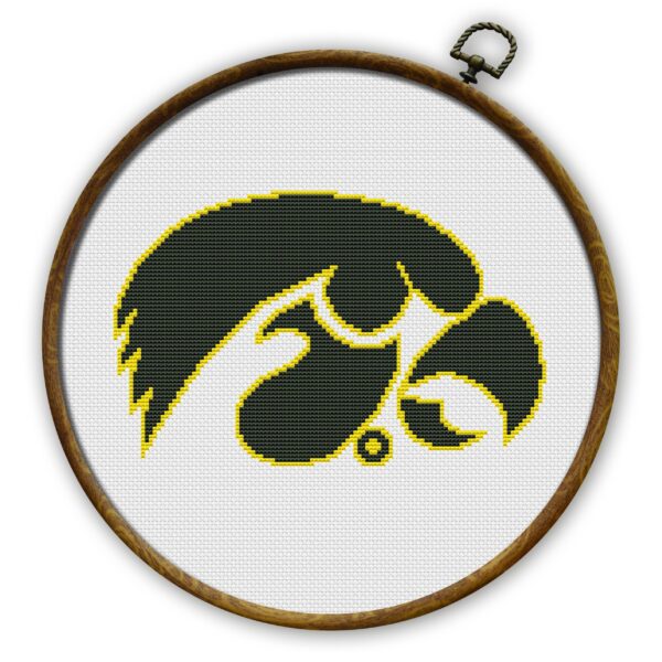 Iowa Hawkeyes Logo Counted Cross Stitch Pattern - Download in PDF