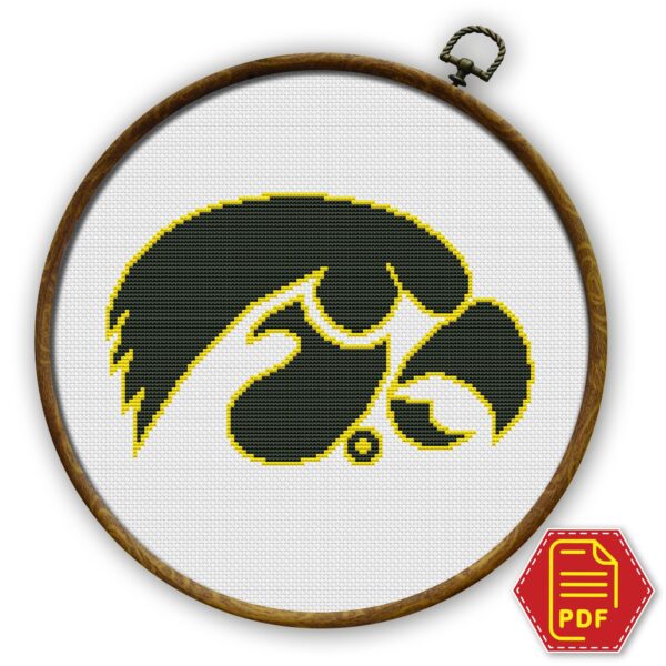 Iowa Hawkeyes Logo Counted Cross Stitch Pattern