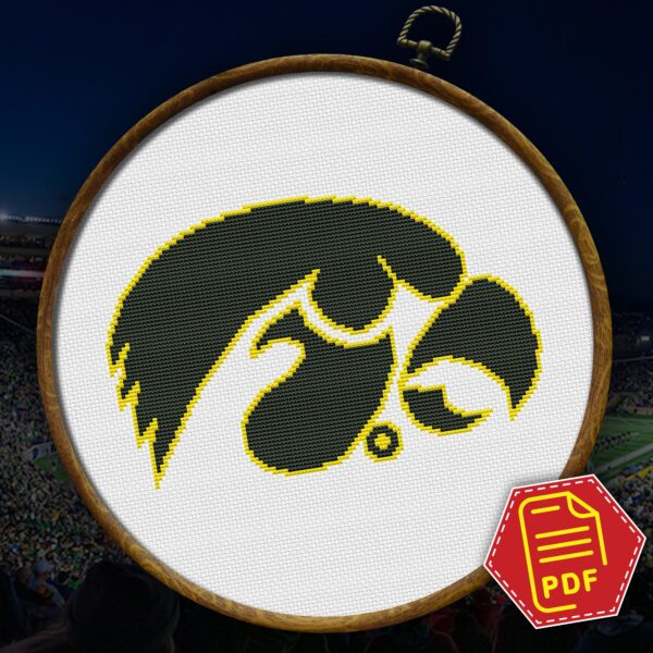 Iowa Hawkeyes Logo Counted Cross Stitch Pattern - Download in PDF