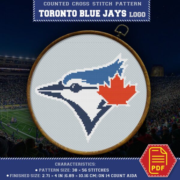 Toronto Blue Jays Logo Counted Cross Stitch - PDF File