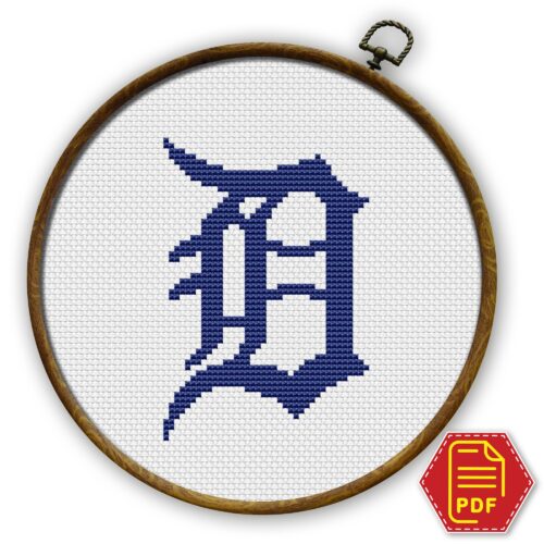 Detroit Tigers Logo Counted Cross Stitch Pattern – Download in PDF