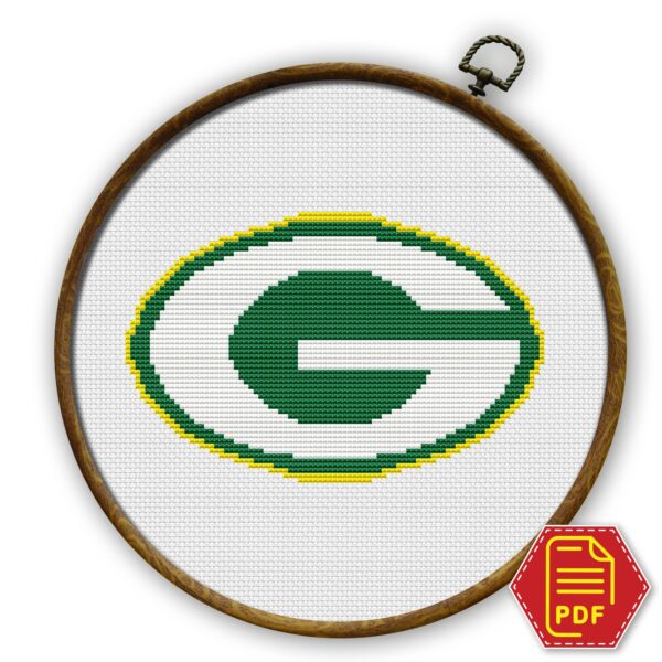 Green Bay Packers Logo Counted Cross Stitch Pattern - Download in PDF