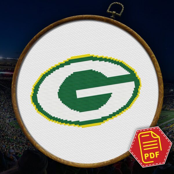 Green Bay Packers Logo Counted Cross Stitch Pattern - Download in PDF