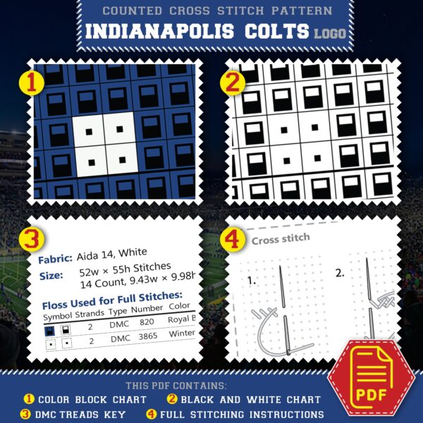 Indianapolis Colts Logo Free Cross Stitch Pattern - Download in PDF