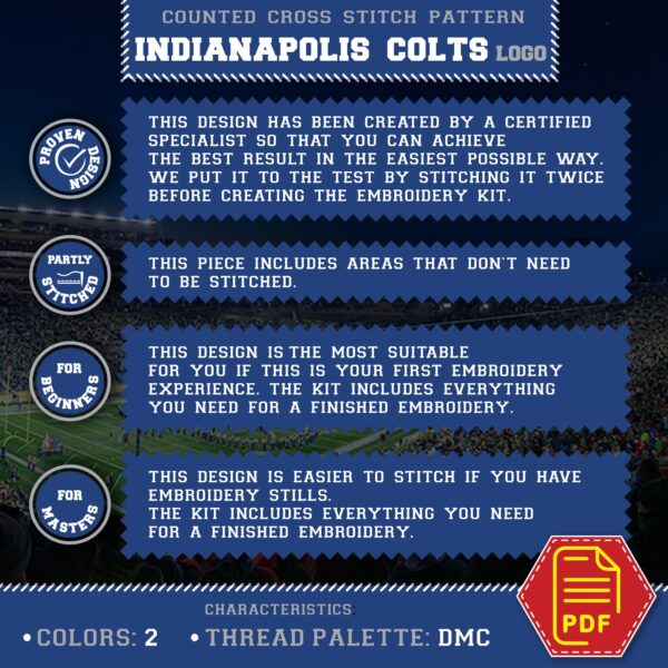 Indianapolis Colts Logo Free Cross Stitch Pattern - Download in PDF