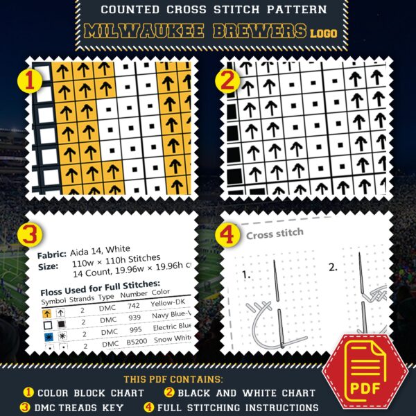 Milwaukee Brewers Logo Counted Cross Stitch Pattern – Download in PDF