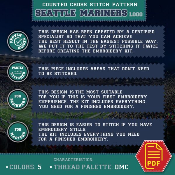 Seattle Mariners Logo Counted Cross Stitch Pattern – Download in PDF