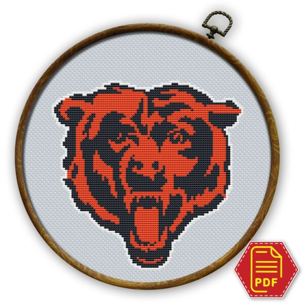 Chicago Bears Logo Counted Cross Stitch Pattern - Download in PDF