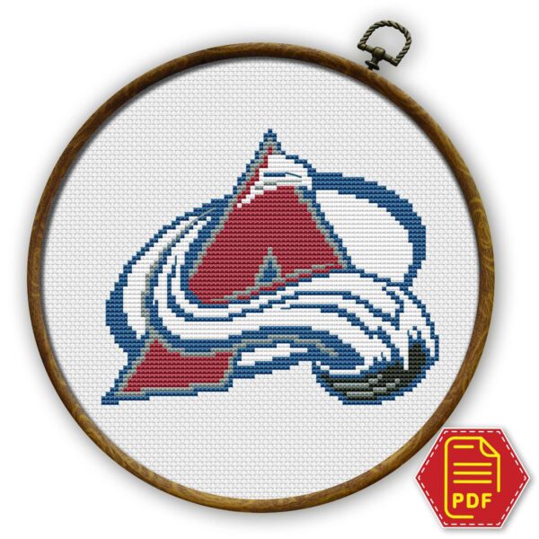 Colorado Avalanche Logo Counted Cross Stitch Pattern - Download in PDF