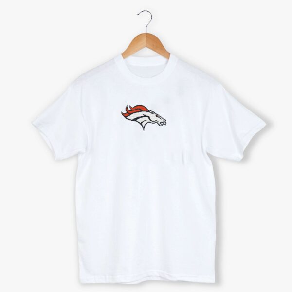 Denver Bronco Cross-Stitched Logo on T-Shirt