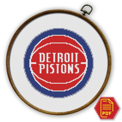 Detroit Pistons Logo Counted Cross Stitch Pattern - Download in PDF